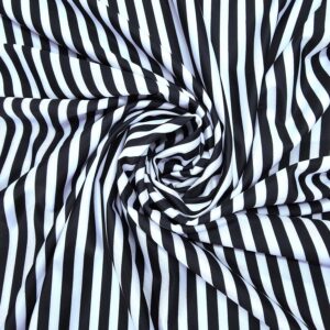 בד לייקרה פסים לבן-שחור