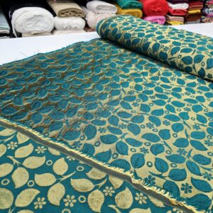 בד ברוקרד דגם עלי טורקיז